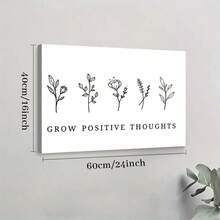 1pc Solid Wood Frame [Positive Attitude, Plant Elements, Line Art Style] 1. 'Blossom Of The Mind Garden' 2. 'Positive Energy In Lines' 3. 'Nurturing The Flower Of Optimism' Theme Canvas Posters & Prints, Large Canvas Wall Art, 2D Flat, Easy Hang Tabletop Or Wall Display, For Halloween, Christmas Gifts, Bedroom, Living Room, Decoration Ready To Hang - 彩色 - 查看 7
