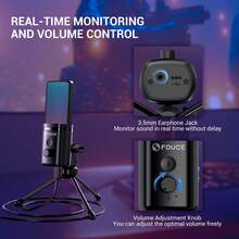 M160 USB Gaming Microphone With RGB Dynamic Color, Touch Mute Button, Headphone Jack, Tripod Shock Mount,For PC PS 5/4