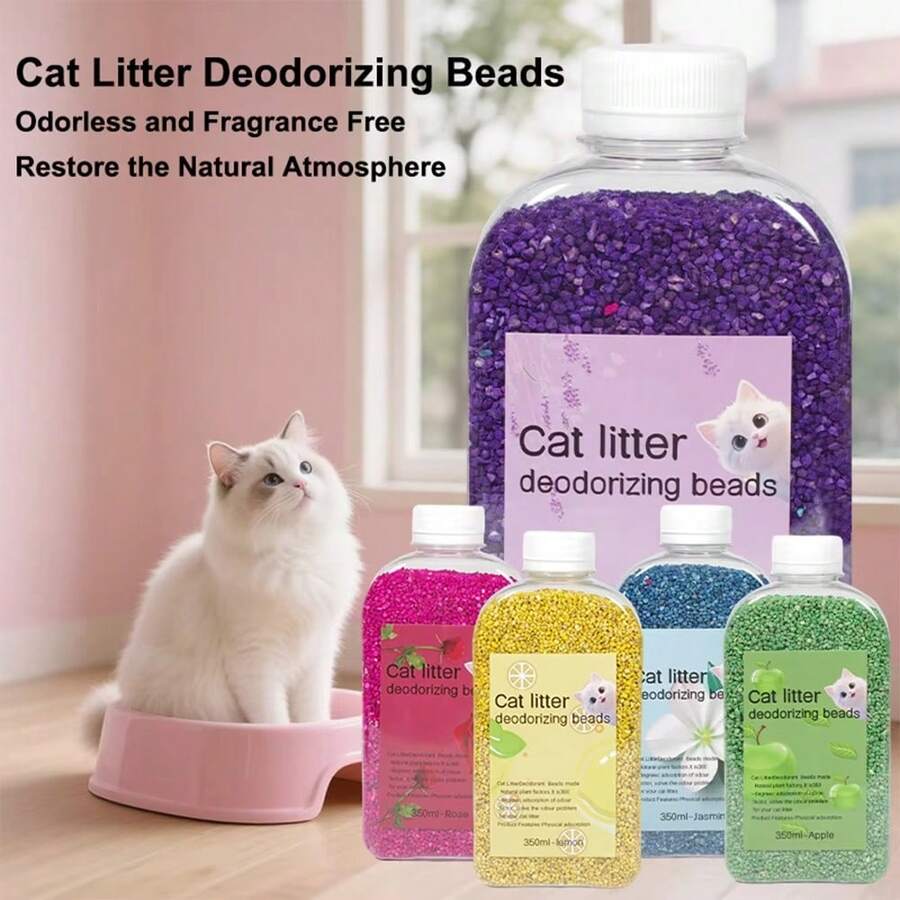 Pérolas Desodorizantes para Areia de Gato - Controle de Odor de Longa Duração para Caixas de Areia, Fragrância Fresca para o Lar (Frasco de 350ml, Múltiplas Fragrâncias Disponíveis) - Multicolorido - Visão 1