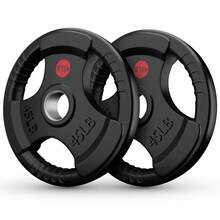 GIKPAL Rubber Grip Weight Plate, Barbell Weight Plate For Home Gym, 2-Inch Hole & Solid Cast Iron Core, Strength Training Plate For Weightlifting - Black - View 17