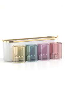 一套壁挂式牙刷架，配有2/3/4个牙刷杯和牙膏分配器，简约创意浴室壁挂式牙刷收纳整理架，无需钻孔，节省空间