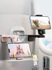 3/2/1 pieza Soporte de teléfono para vuelo, soporte de viaje portátil plegable y ajustable con rotación de 360° para escritorio, asiento de tren, maletero, gabinete de cocina compatible - Construcción de plástico duradero, gancho de teléfono portátil plegable, soporte universal de teléfono para celulares, viaje, hogar, oficina.
