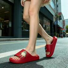 可爱卡通炭灰色毛绒一脚蹬拖鞋 - 轻便的室内/室外家居鞋，防滑鞋底，柔软垫子，舒适易清洁