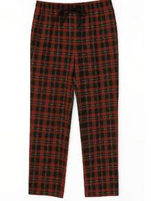 Plaid Flannel Mixed Pants - 酒紅色 - 查看 6