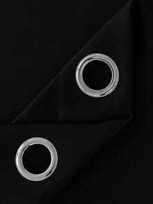 Estelar Textiler 2片紫色金属环遮光窗帘，适用于卧室和客厅 - 纯色隔热遮光窗帘 - 黑色 - 查看 2