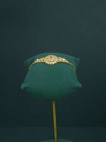 Juego de joyería nupcial de 5 piezas con baño de oro de 18K, diseño de borla redonda de estilo real, con circonita cúbica blanca engastada a mano, que incluye collar, pulsera, pendientes y anillo, adecuado para uso diario y ceremonia de boda, regalo de aniversario de boda