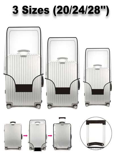 Husă transparentă unisex pentru bagaje, husă pentru valiză, geantă de protecție pentru bagaje, impermeabilă, rezistentă la pete și la uzură, articole de călătorie robuste, design transparent, potrivită pentru valize de 20/24/28 inch, foarte potrivită pentru pasionații de călătorii, depozitare a protecției bagajelor