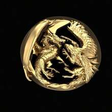 Golden Western Dragon Ring Series Retro Fashion Elegant Dominant Style Ring - 12 - Xem 3