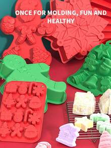 Moules en silicone de Noël, moule de cuisson de grande taille pour mini-gâteaux, savon fait main, chocolat, gelée, bonbons et bougies, avec moule en silicone en forme d'arbre de Noël, Père Noël, bonhomme de neige. Décorations de Noël, Cadeaux de Noël