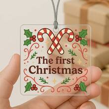 1PC Custom Personalized Christmas Ornament With Candy Cane And Holly Design, Add Custom Text For Unique Keepsake, Ideal Holiday Gift For Couples, Friends Or Family, Perfect Seasonal Decoration For Tree, Fireplace, Living Room And Festive Celebrations