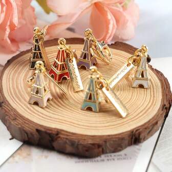 6 件精致迷你埃菲尔铁塔钥匙扣套装，简约时尚的设计 - 实用钥匙扣、创意包包挂饰、3D 镂空 DIY 珠宝配饰，是送给情侣、家人、朋友圣诞节的理想礼物