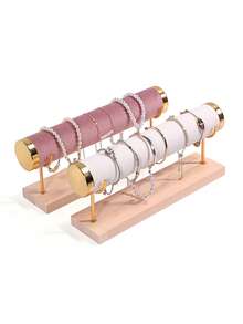 1件实木绒面金属首饰架手链展示架手链展示架珠宝展示架手链手表桌面展示架