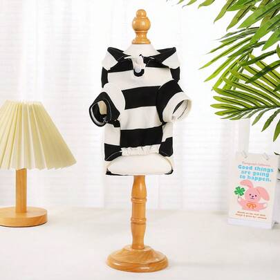 条纹Polo衫狗狗衣服，透气经典可爱领口衬衫，适合小型/中型犬猫，例如吉娃娃、法国斗牛犬、腊肠犬、约克夏梗犬等，时尚的夏秋宠物服装