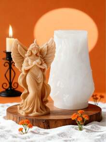 1 pieza Molde de vela de pasillo de diosa navideña, resistente al calor, flexible y fácil de limpiar, adecuado para velas aromáticas DIY, piedras difusoras de yeso, moldeado de resina y talla grande, multiusos, adecuado para decoración navideña, meditación y decoración del hogar