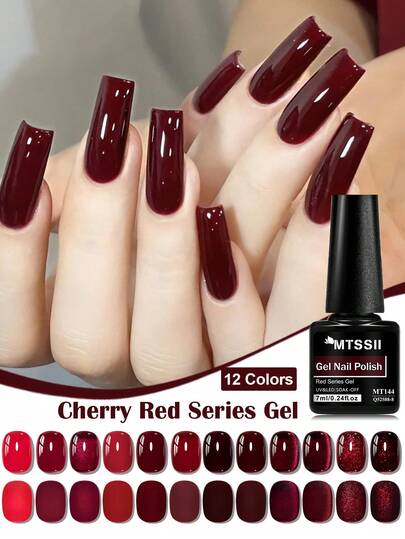 Mtssii 7 ml Vernis à ongles en gel rouge de Noël pour débutants. Gel à tremper sans essuyage, convient pour toutes les saisons, la Saint-Valentin. Gel semi-permanent rouge magnétique pour chats