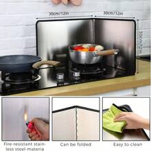 1/2 PCS Stainless Steel Greaseproof Splash Guard, Comes With Apron,Space-Saving Foldable Design For Stove Top, Induction, Oven - Easy To Clean Kitchen Splash Guards For Modern Kitchens, Cooking Protection, Sleek Finish, Durable Construction, Cooking Shield - Nhiều màu - Xem 2