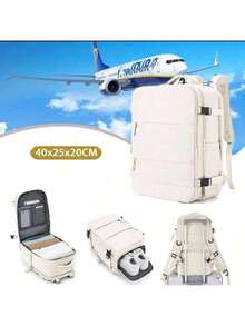Ryanair 手提行李包 40 x 20 x 25 cm，附鞋子隔層旅行後背包，休閒多隔層筆電後背包 - 米色 - 查看 7