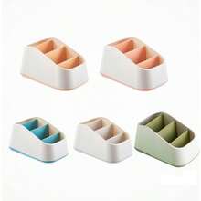 Multi‑Compartment Desktop Storage Box, Cosmetic & Remote Control & Key Organizer, Plastic Multi‑Functional Storage Basket For Vanity Desk Home Decor - Multicolor - View 10