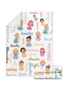 1pc Customized Name Blanket, Personalized Bed Throw, Printable Name, Cute And Comfortable, Suitable As Home Gift, Birthday Gift, Christmas Gift, Personalized Gift For Son/Daughter Or Friend, Aesthetic Style, Flannel Throw, Sherpa Fleece - Style 1 - View 11