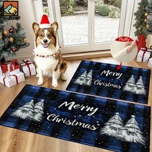 1 pieza/2 piezas Felpudo antideslizante para baño con diseño de muñeco de nieve y bastón de caramelo navideño, de material de cachemir sintético y felpa, apto para baños, entradas, cocinas y decoraciones festivas, lavable a máquina, idea de regalo - Multicolor - Ver 8