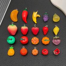 10/20/30pcs Random Mix Resin Fruit Pendants, Cute Fruit Pendant Banana Strawberry Peach Charms For DIY Necklace Bracelet Earrings Jewelry Making