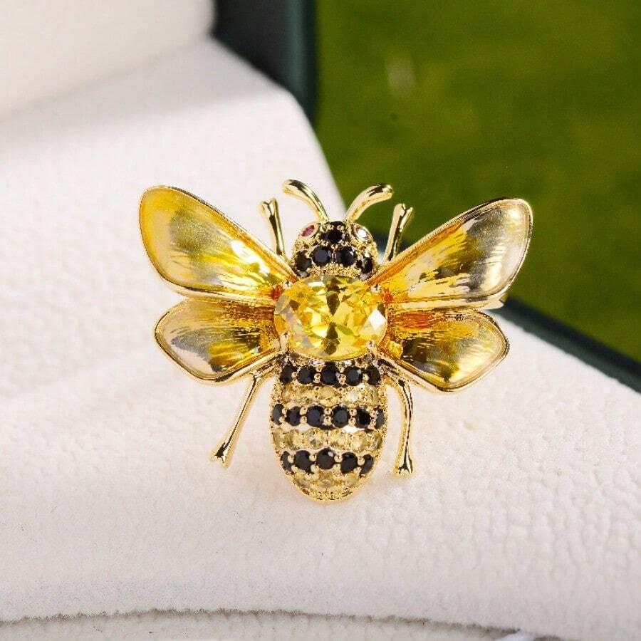 1 Retro Bee Brooch, Smart And Shining, Unisex, Suitable For Birthdays, Valentine's Day, Anniversaries, Good Choice For Daily Wear And Gifts - Vàng - Xem 1