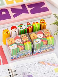 Set de 6 borradores de regalo de Navidad, premios y recompensas, caja de borradores divertidos y lindos, adecuados para recompensas en el aula, premios, recuerdos de fiesta, relleno de bolsas de regalo, escuela, oficina, hogar