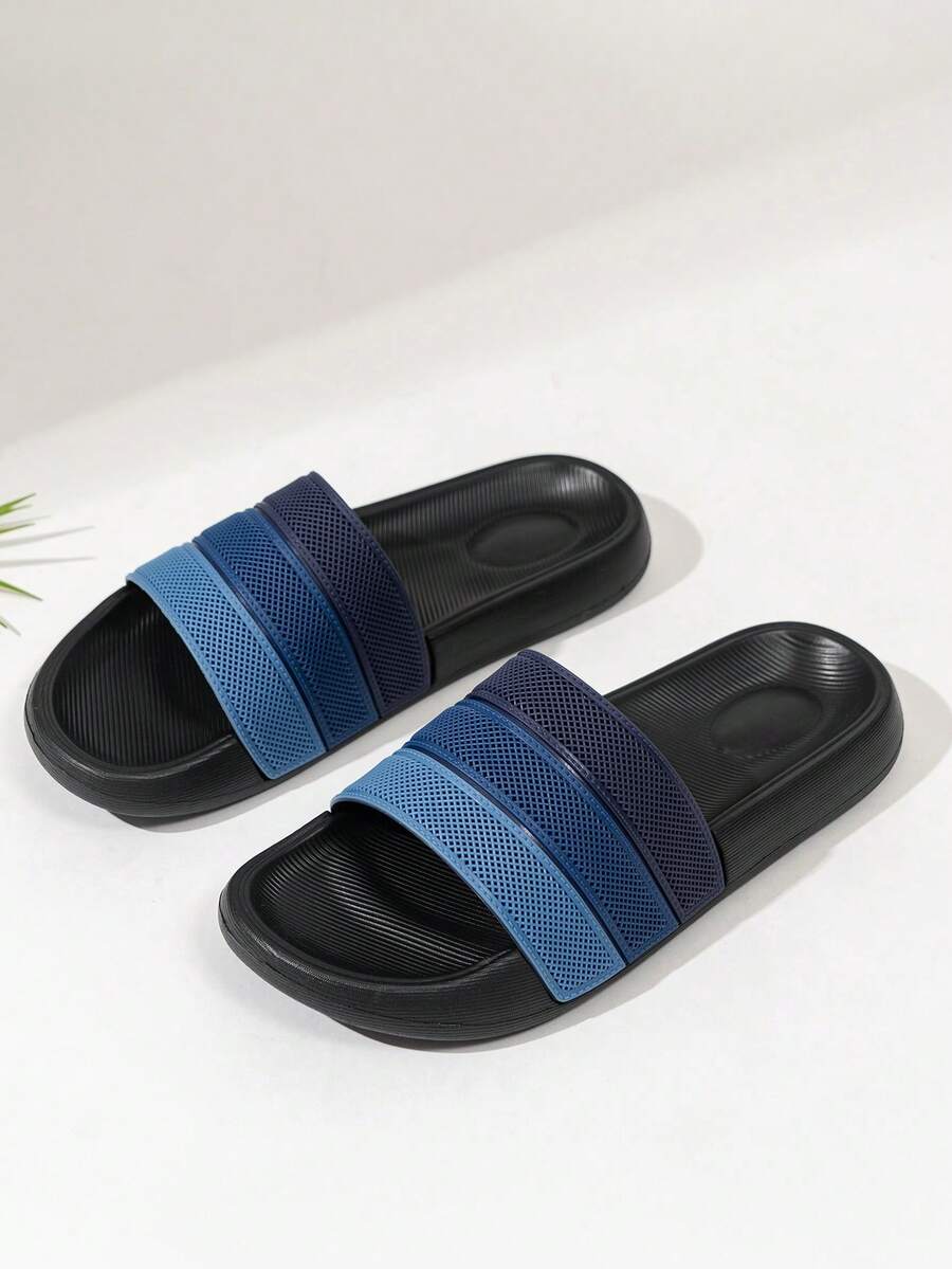 Sandálias masculinas de praia em patchwork com blocos de cores, EVA (copolímero de etileno-acetato de vinila), casuais, esportivas, leves, antiderrapantes, da moda, chinelos de secagem rápida para ambientes internos e externos, para todas as estações