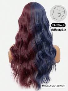 Cosplay Wig Red Blue Water Ripple Long Curly Wig 26 Inch Middle Parted Style Greta Halloween Christmas Wig Costume Wig Street Punk Wig Y2K Rock Wig Fluffy Natural Women's Synthetic Heat Resistant Fiber Wig Suitable For Daily Party Wig Music Festival Wig Avant-Garde College Style Wig Modern Fashion Gothic Wig