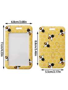 1pc Cute Bee Teacher Neck Lanyard With ID Badge Card Holder,Metal Keyring,Cell Phone Rope,Yellow Polyester Cell Phone Lanyard Necklace For ID Badge Card Holder,Keys,Keychain,Great Gift For Women,Teachers,Students,Staff