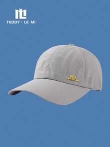 TEDDY LE MI 1pc Unisex Couple Black/Navy Blue/Royal Blue/White/Beige/Light Grey/Dark Grey Metal Letter "TEDDYLEMI" Breathable Perforated Summer Quick-Dry Sun Protection Casual Baseball Cap, Outdoor Hiking Running Office Home Travel Hat