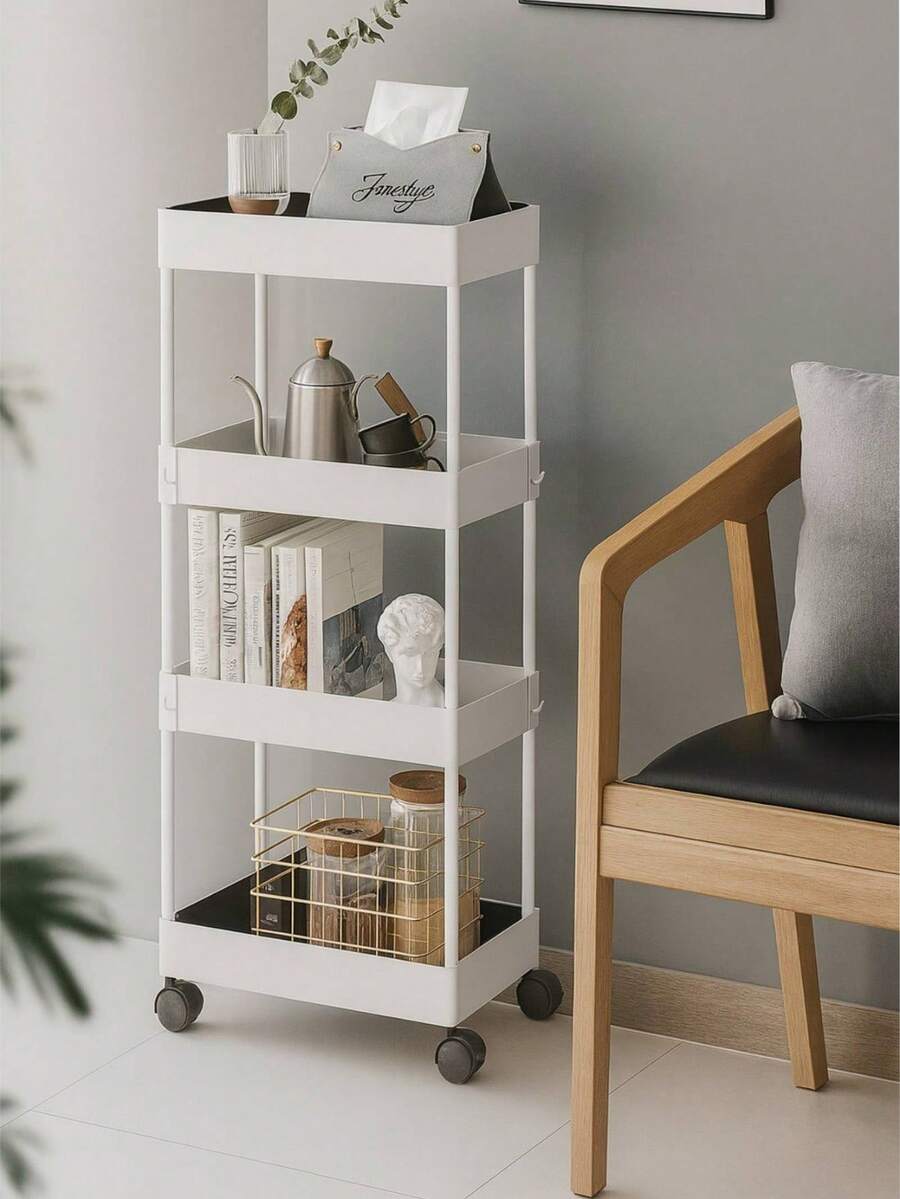 Carrito Organizador Estilo Minimalista  4 Niveles con Gran Capacidad - Negro - Ver 1