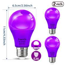 Kasotile LED Colored Light Bulbs,A60 9Watts (60W Equivalent),E26 Standard Medium Base, Non-Dimmable For Wedding Halloween Christmas Party Bar Decor And Photographyscene(2 Packs)