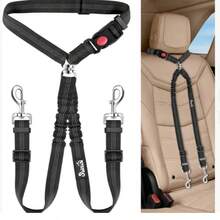 Coleira Guia de Corda Longa Dupla 2 em 1 Resistente para Passeio Cão Grande Médio Pequeno Porte Cachorro - Preto - Visão 1