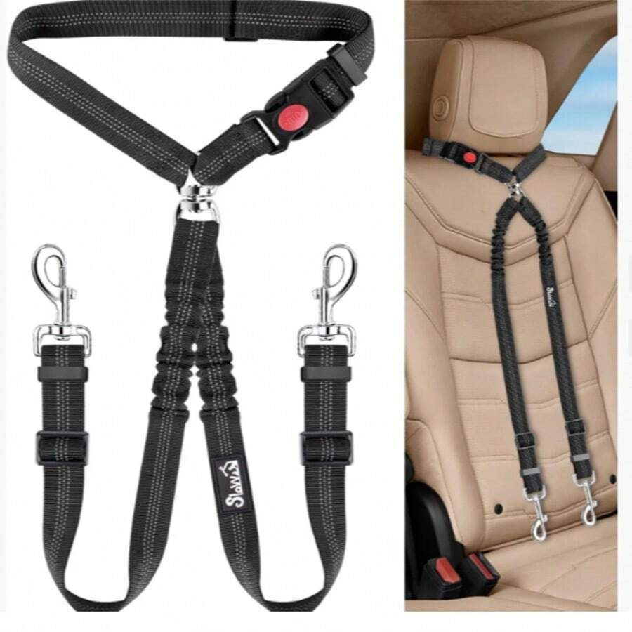 Coleira Guia de Corda Longa Dupla 2 em 1 Resistente para Passeio Cão Grande Médio Pequeno Porte Cachorro - Preto - Visão 1