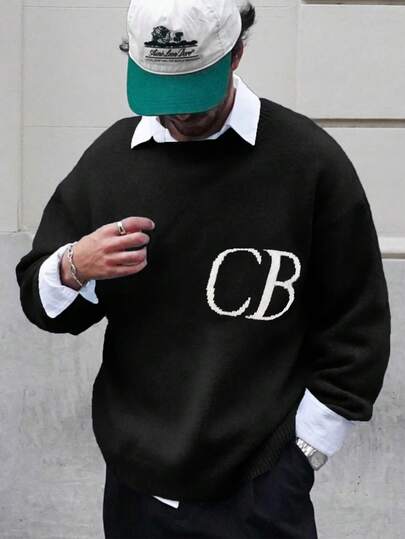 Herren/Damen lässiger, locker sitzender, leichter Pullover mit Intarsienmuster, geeignet für Frühling, Herbst, Winter