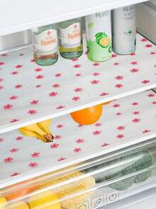 1Roll Cherry Blossom Pattern Thickened Shelf Liner For Kitchen Cabinets Non-Adhesive Drawer Liner Non-Slip Cupboard Liner Washable EVA Refrigerator Liner Easy To Cut Fridge Mat.