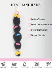 2pcs/Set Cute Small Size Marley Braid Fluffy Afro Ponytail Hair Extensions Hair Accessories For Girls - Black - View 5