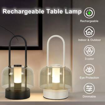 Lámpara de mesa de estilo minimalista con sensor táctil, lámpara de mesita de noche recargable, lámpara de escritorio alimentada por USB, regulable en tres colores, de alta calidad, adecuada para oficina, dormitorio, mesita de noche, Navidad, cumpleaños, San Valentín, regalo de inauguración de casa