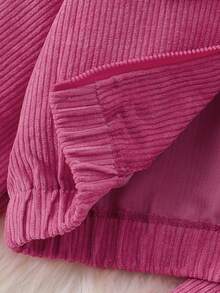 2 Peças Conjunto de Jaqueta e Calça de Veludo Canelado Sólido, Macio e Confortável, de Manga Longa, Adequado para Uso Externo, Outono/Inverno - Pink - Visão 4