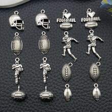 30 chiếc vòng tay thể thao bóng bạc cổ Bộ sưu tập vòng tay thể thao trò chơi bóng hỗn hợp để làm đồ trang sức thủ công DIY vòng cổ hoa tai phụ kiện vòng tay - Màu Bạc Cổ - Xem 15