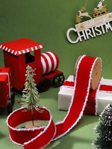 1卷圣诞天鹅绒装饰丝带，DIY圣诞花环装饰，用于包装鲜花礼品、蝴蝶结、DIY派对装饰、情人节装饰，适用于房间装饰、圣诞装饰、家居圣诞装饰、圣诞礼物、生日配饰、礼品包装用品、冬季圣诞装饰、家居圣诞礼物、圣诞装饰