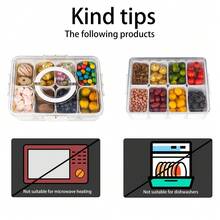Divided Serving Tray With Lid And Handle,8 Compartments Snacks Box,Snack Fruit And Veggie Tray,Portable Platter For Candy Fruits Nuts Snack Party Entertaining Picnic - Fruit tray - View 8