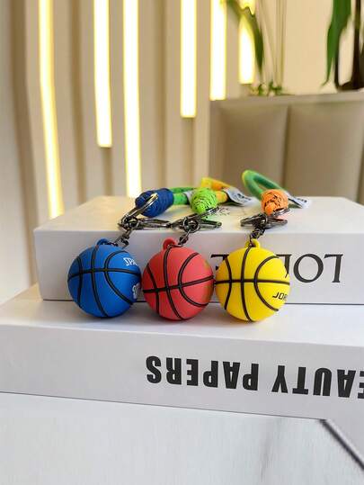 1 pieza Llavero con forma de baloncesto, colgante personalizado creativo para mochila, llavero de coche, regalo de cumpleaños, recuerdo