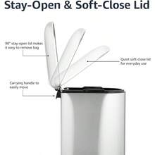 Smudge Resistant Small Rectangle Trash Can With SoftClose Foot Pedal For Bathroom Bedroom Or Living Room Slim Shape For Narrow Space 10 Liter 2.6 Gallons Brushed Stainless Steel