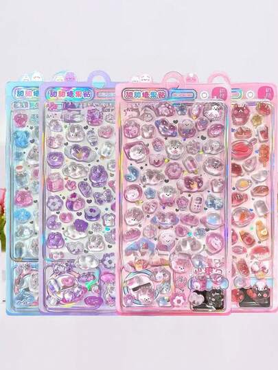 1pc Cartoon 3D Embossed Diamond Sticker, Cartoon Animal Self-Adhesive Sticker For Scrapbooking And Stationery Decoration, Craft Decals Suitable For DIY Projects And Office Supplies