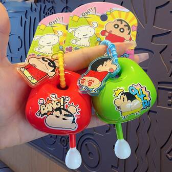CRAYON SHINCHAN Crayon Shin-Chan Wooden Fish Knock Keychain - Anime Couple Backpack & Car Keychain Accessory