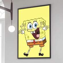 1 pièce Affiche du film Bob l'éponge, Bikini Bottom, Patrick l'étoile, Squidward et autres personnages mignons, convient pour la décoration de la maison, du salon, de la chambre, de la pièce, de l'entrée, du bar, du restaurant, du café, peinture décorative sans cadre