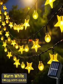 1 Set Solar Powered Lights - 20/50/100 LED Beads, 8 Modes, IP65 Waterproof, Outdoor Fairy Lights For Garden, Patio, Fence, Gazebo, Holiday, Party, Camping, Ramadan Eid Decoration (Warm White/Colorful) - Yellow - View 12