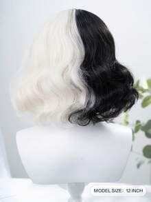 alicegarden 1 Synthetic Heat-Resistant Wig With Bangs, Color Blocked Short Roll Wig, 12 Feet Long, Made Of Fiber, Suitable For Daily Use, Natural Simulation Wig